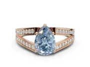 Pear-Shaped Split Shank Pavé Engagement Ring Setting for a Fancy Blue Lab-Grown Diamond | Rose Gold