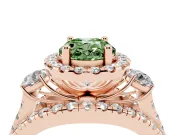 Oval Halo Split Shank Engagement Ring Setting for a Fancy Green Lab-Grown Diamond | Round Side Stones | Rose Gold