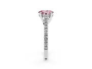 Oval Hidden Halo Engagement Ring Setting for a Fancy Pink Lab-Grown Diamond | Claw Prongs | Platinum