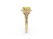 Oval Hidden Halo Filigree Engagement Ring Setting for a Fancy Yellow Lab-Grown Diamond | Yellow Gold