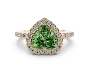 Heart-Shaped Pave Halo Engagement Ring Setting for a Fancy Green Lab-Grown Diamond | Pave Band | Yellow Gold