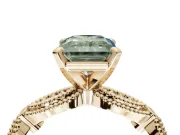 Radiant Cut Vintage Engagement Ring Setting for a Fancy Green Lab-Grown Diamond | Graduated Stations | Yellow Gold