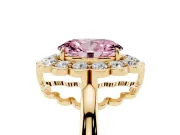 Oval Scalloped Cluster Halo Engagement Ring Setting for a Fancy Pink Lab-Grown Diamond | Plain Band | Yellow Gold
