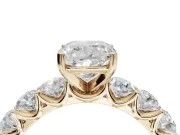 Cushion Cut Side Stone Engagement Ring Setting | Scalloped Prong Accents | Yellow Gold