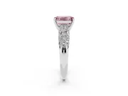 Emerald Cut Close Set Pave Engagement Ring Setting for a Fancy Pink Lab-Grown Diamond | Multi Row | Sterling Silver