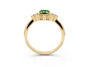 Emerald Cut Cluster Engagement Ring Setting for a Fancy Green Lab-Grown Diamond | Yellow Gold
