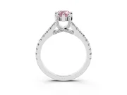 Pear-Shaped Hidden Halo Pave Engagement Ring Setting for a Fancy Pink Lab-Grown Diamond | Claw Prongs | Platinum