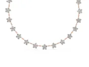 Round Lab-Grown Diamond Floral Cluster Station Necklace | Matching Flowers | Rose Gold