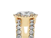 Oval Halo Split Shank Engagement Ring Setting | Pavé Strands | Yellow Gold