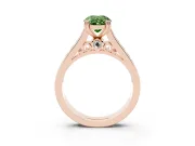 Oval Cathedral Channel Set Engagement Ring Setting for a Fancy Green Lab-Grown Diamond | Double Claw Prongs | Rose Gold