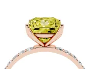 Princess Cut Pave Solitaire Engagement Ring Setting for a Fancy Yellow Lab-Grown Diamond | Slim Band | Rose Gold