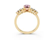 Emerald Cut Side Stone Engagement Ring Setting for a Fancy Pink Lab-Grown Diamond | Shoulder Clusters | Yellow Gold
