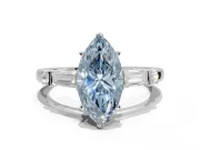 Marquise Tapered Baguette Engagement Ring Setting for a Fancy Blue Lab-Grown Diamond | White Gold