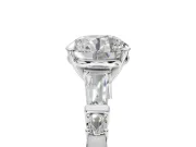 Round Tapered Baguette Engagement Ring Setting | Bar Set Sides | Platinum