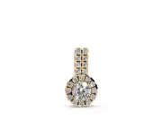 Round Lab-Grown Diamond Halo Pendant Necklace | Elongated Bail | Yellow Gold