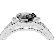 Fancy Black Heart Cut Diamond Halo Ring Set in White gold with Accent Split Shank and Prong Setting