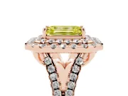 Emerald Cut Halo Split Shank Engagement Ring Setting for a Fancy Yellow Lab-Grown Diamond | Pavé Strands | Rose Gold