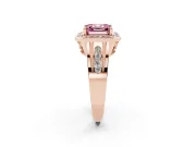 Asscher Cut Halo Engagement Ring Setting for a Fancy Pink Lab-Grown Diamond | Channel-Set Split Shank | Rose Gold