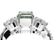 Emerald Cut Three Stone Engagement Ring Setting for a Fancy Green Lab-Grown Diamond | Tapered Pave Band | White Gold