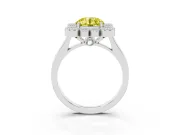 Round Milgrain Cluster Halo Engagement Ring Setting for a Fancy Yellow Lab-Grown Diamond | Plain Band | White Gold