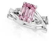 Emerald Cut Twisted Vine Engagement Ring Setting for a Fancy Pink Lab-Grown Diamond | Platinum