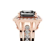 Asscher Cut Halo Engagement Ring Setting for a Black Center | Channel-Set Split Shank | Rose Gold