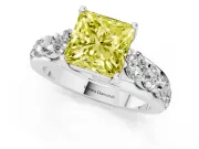 Princess Cut Engagement Ring Setting for a Fancy Yellow Lab-Grown Diamond | White Gold - Design NV-24645