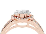 Heart-Shaped Halo Engagement Ring Setting | Two-Row Pave Split Shank | Rose Gold
