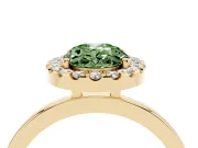 Oval Thin Halo Engagement Ring Setting for a Fancy Green Lab-Grown Diamond | Plain Polished Band | Yellow Gold