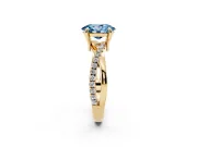Oval Twist Engagement Ring Setting for a Fancy Blue Lab-Grown Diamond | Crossover Band | Yellow Gold