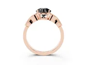 Round Vintage Leaf Solitaire Engagement Ring Setting for a Black Center | Milgrain Edges | Rose Gold