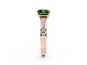 Fancy Green Asscher Cut Diamond Solitaire Ring Set in Rose gold with Channel-Set Band and Prong Setting