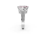 Marquise Three Stone Engagement Ring Setting for a Fancy Pink Lab-Grown Diamond | Beaded Shoulders | Sterling Silver