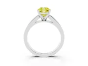 Fancy Yellow Cushion Cut Diamond Solitaire Ring Set in White gold with Channel-Set Band and Prong Setting