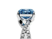 Asscher Cut Twisted Pave Engagement Ring Setting for a Fancy Blue Lab-Grown Diamond | Split Shank | Sterling Silver