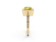 Princess Cut Milgrain Halo Engagement Ring Setting for a Fancy Yellow Lab-Grown Diamond | Side Stones | Yellow Gold