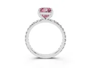 Princess Cut Pavé Solitaire Engagement Ring Setting for a Fancy Pink Lab-Grown Diamond | Shared Prong Band | Platinum