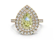 Pear-Shaped Double Halo Engagement Ring Setting for a Fancy Yellow Lab-Grown Diamond | Yellow Gold