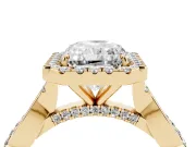 Radiant Cut Halo Engagement Ring Setting | Pavé Twist Band | Yellow Gold