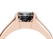Princess Cut Half Bezel Solitaire Engagement Ring Setting for a Black Center | Wide Band | Rose Gold