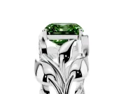 Asscher Cut Leaf Bypass Engagement Ring Setting for a Fancy Green Lab-Grown Diamond | Platinum