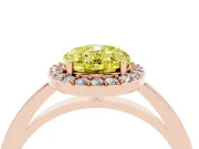 Oval Thin Halo Engagement Ring Setting for a Fancy Yellow Lab-Grown Diamond | Plain Band | Rose Gold