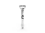Fancy Black Radiant Cut Diamond Engagement Ring Set in Silver with Side Stone Accents and Prong Setting