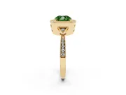 Cushion Cut Milgrain Halo Engagement Ring Setting for a Fancy Green Lab-Grown Diamond | Graduated Pavé | Yellow Gold