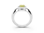 Oval Halo Engagement Ring Setting for a Fancy Yellow Lab-Grown Diamond | Plain Band | Platinum