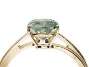 Cushion Cut Bypass Solitaire Engagement Ring Setting for a Fancy Green Lab-Grown Diamond | Yellow Gold