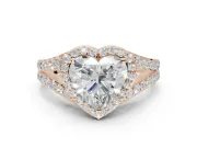 Heart-Shaped Halo Pavé Engagement Ring Setting | Narrow Split Shank | Rose Gold