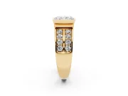 Radiant Cut Half Bezel Engagement Ring Setting | Double Row Channel Band | Yellow Gold
