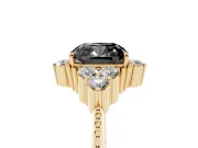 Cushion Cut Vintage Cluster Engagement Ring Setting for a Black Center | Beaded Edges | Yellow Gold