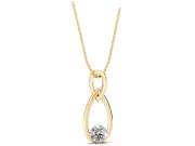 Round Lab-Grown Diamond Solitaire Infinity Pendant Necklace | Upright Loop | Yellow Gold